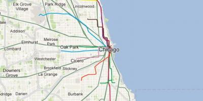 ჩიკაგოში ლურჯი ხაზი მატარებელი რუკა