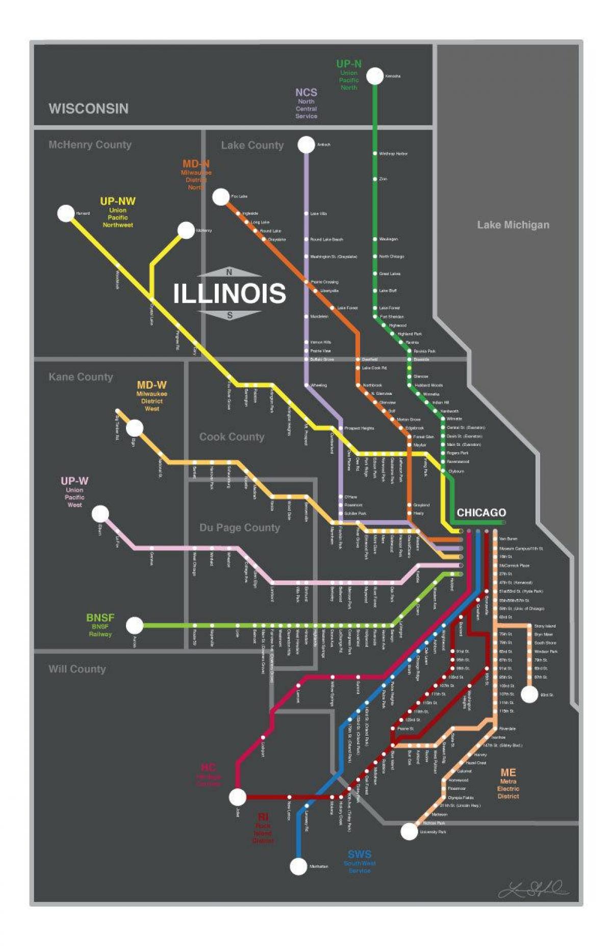 metra რუკა ჩიკაგოში