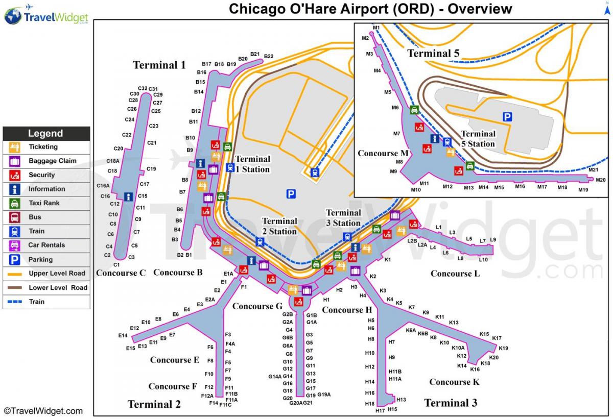 რუკა ჩიკაგოში O კურდღელი აეროპორტში