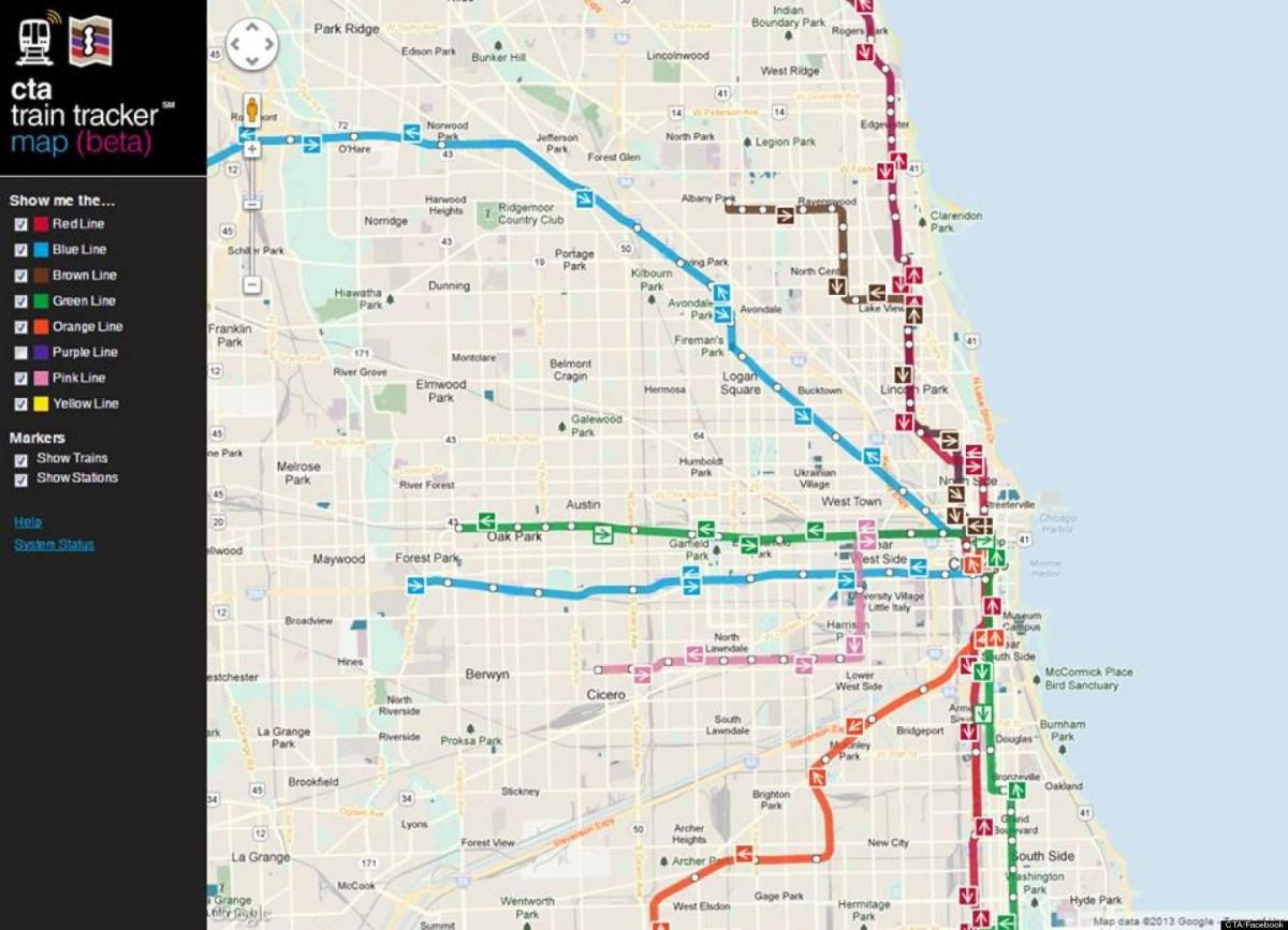 ჩიკაგოში cta მატარებელი რუკა