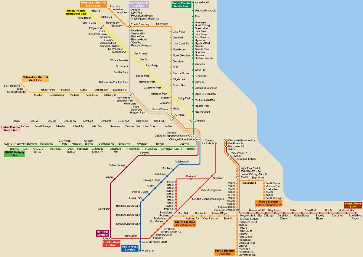 ჩიკაგოში საზოგადოებრივი ტრანსპორტის რუკა